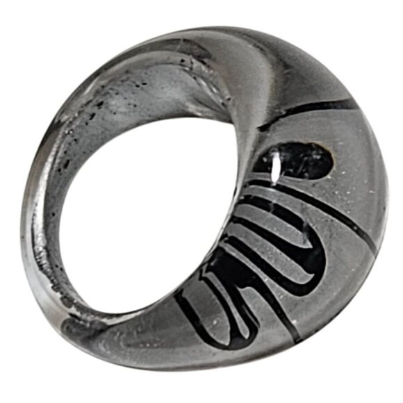 Retro Chunky Statement Ring Size 6.5 Clear Black Swirl Resin Fashion Jewelry - Picture 1 of 5